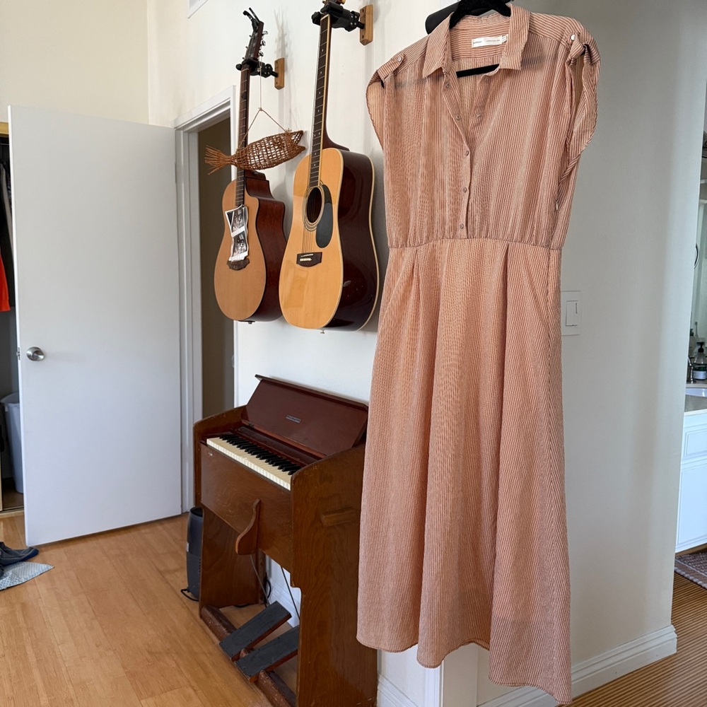 Inwear Copenhagen Elegant Brown & Cream Striped Maxi Dress - Picture 1 of 6